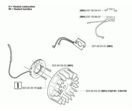 Staattori 59 mm, Husqvarna 353 kuva