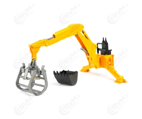 Bruder 02338 takakaivin kauhalla ja tukkinostimella kuva