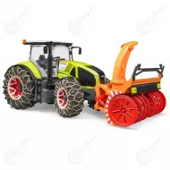 Bruder 03017 Claas Axion 950 traktori lumiketjuilla ja lumilingolla