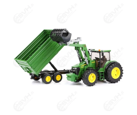 Bruder 03055 John Deere 7930 traktori etukuormaajalla ja perakarrylla kuva