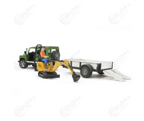 Bruder 02593 Land Rover Defender perakarry pienkaivuri ja hahmo2 kuva