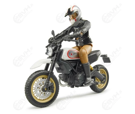Bruder 63051 Ducati Scrambler Desert Sled moottoripyora ja hahmo kuva