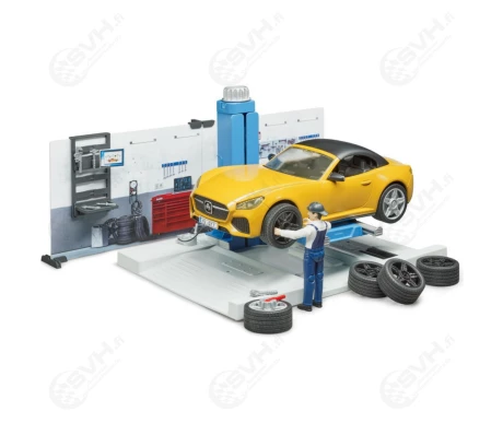 Bruder 62110 autohuolto avoauto hahmo ja tarvikkeet kuva