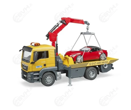 Bruder 03750 MAN TGS hinausauto valolla ja aanella seka avoauto3 kuva