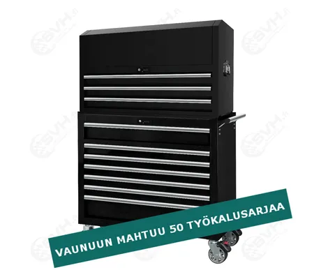 Työkaluvaunu yläkaapilla Kamasa Tools musta, 10 laatikkoa kuva