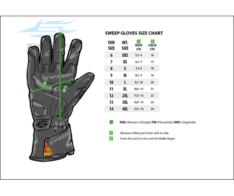 Sweepsizechartgloves kuva