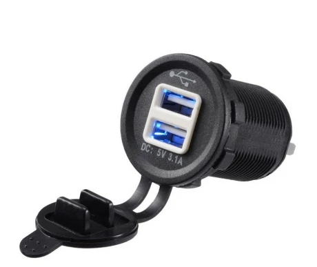 12/24V USB latausportti 2x3.1A pyöreä kuva
