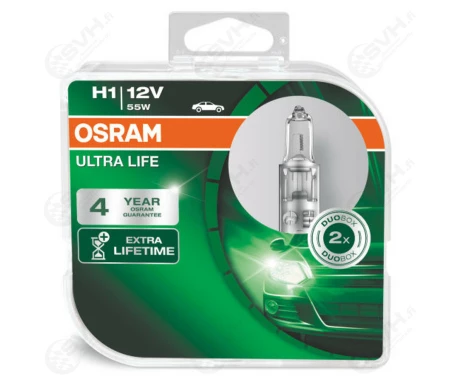 OS64150ULT DUO Osram Autolamppu 12V 55W H1 Ultra Life paripakattu kuva