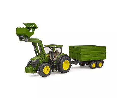 Bruder 03155 John Deere 7R 350 traktori etukuormaajalla ja perakarrylla1 kuva