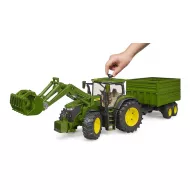 Bruder 03155 John Deere 7R 350 traktori etukuormaajalla ja perakarrylla3