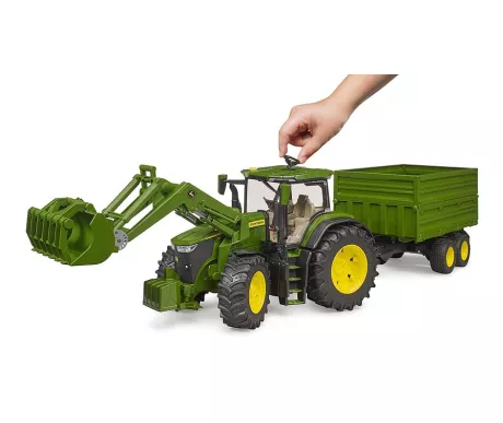 Bruder 03155 John Deere 7R 350 traktori etukuormaajalla ja perakarrylla3 kuva