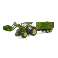 Bruder 03155 John Deere 7R 350 traktori etukuormaajalla ja perakarrylla