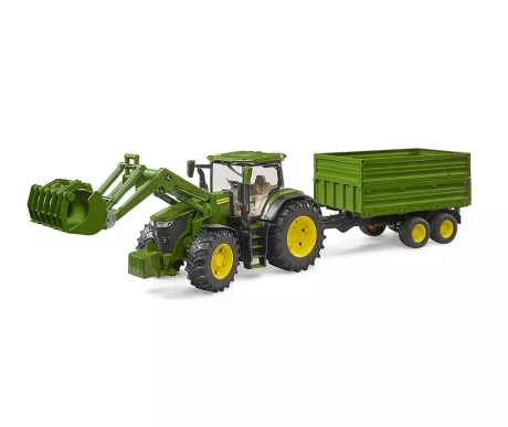 Bruder 03155 John Deere 7R 350 traktori etukuormaajalla ja perakarrylla kuva