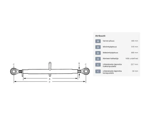 Tyontovarsi kat. 2 3 570 800 mm M36 x 3 TL4003623GP1 kuva