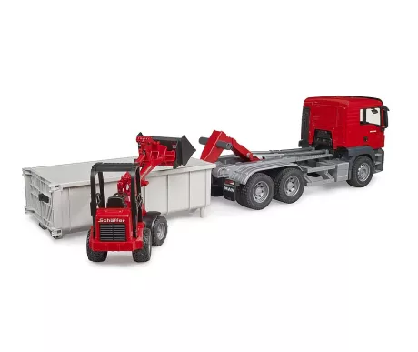 Bruder 03767 MAN TGS kuorma auto vaihtolavalla ja Schaffer pienkuormaaja2 kuva