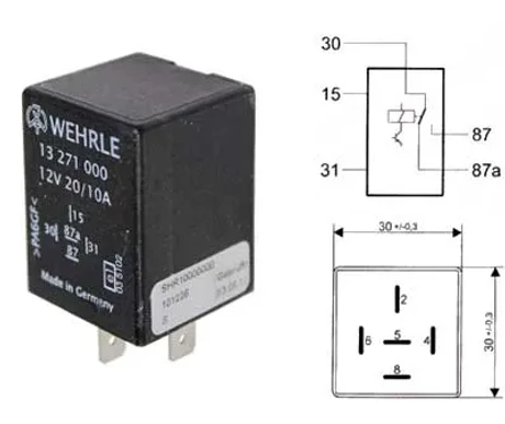 Askelrele 12V 10 / 20A 5-napainen kuva