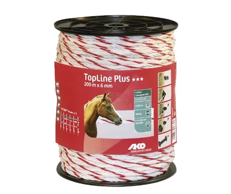 Aitaköysi, AKO Top Line Plus, 6 mm, 200 m, valkoinen/punainen kuva