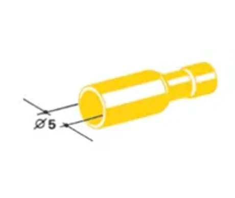 Pyöreä liitin keltainen naaras 5 mm, 25 kpl kuva