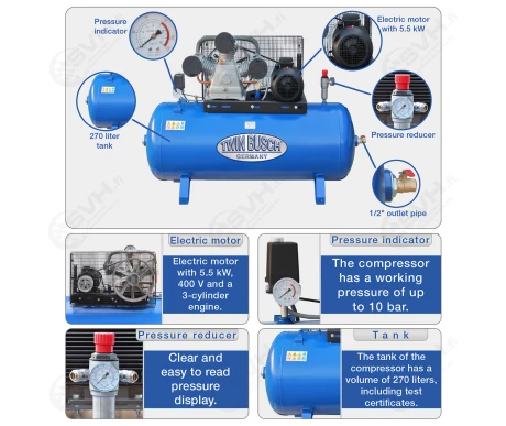 TW2805L twin busch paineilmakompressori5 kuva