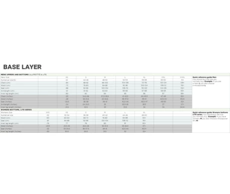 Tobe Size Guide Woolpower kuva