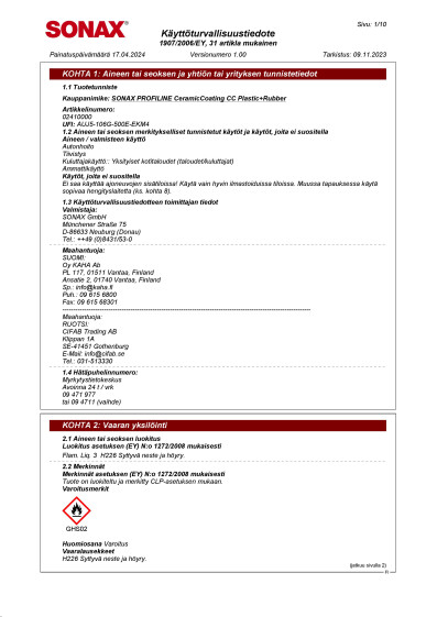 SONAX Profiline CeramicCoating CC Plastic rubber ver 1 00 FI