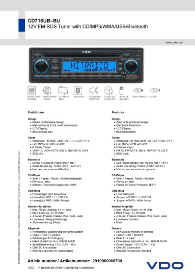 Radio+data+sheet+VDO+CD716UB BU+12V D GB v1+1