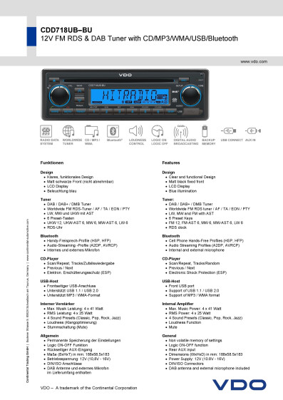Radio+data+sheet+VDO+CDD718UB BU+12V D GB v2 2015 03 20