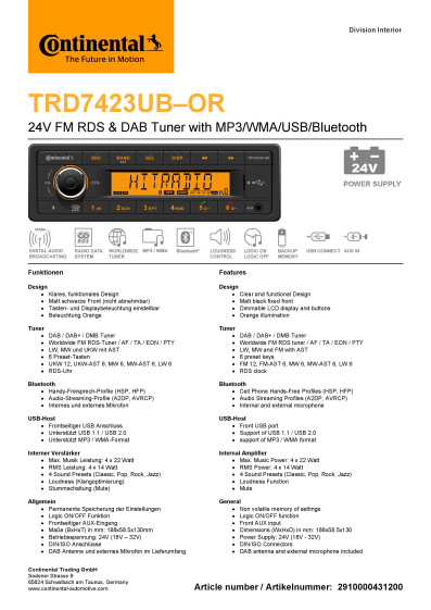 Radio+data+sheet+Continental+TRD7423UB OR+24V D GB v1 2017 02 03