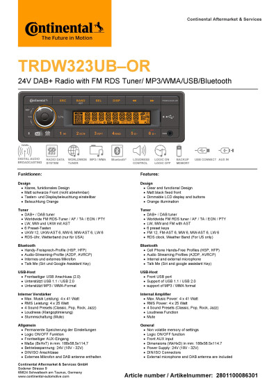Radio+data+sheet+TRDW323UBOR+24V D GB v2 Conti Tab