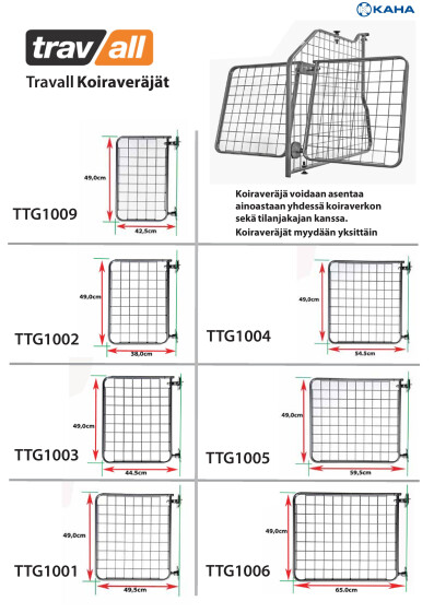Travall koiraverajien mitat