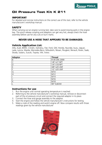 K 211 Käyttöohjeet