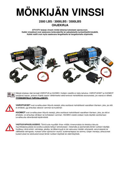 250030003500 LBS WINCH INSTRUCTION UNIVERSAL 